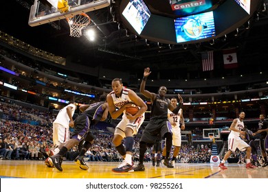 LOS ANGELES - MARCH 12: Arizona Wildcats F Derrick Williams #23 Covers Up And Holds On To A Rebound During The NCAA Pac-10 Tournament Basketball Championship Game On March 12 2011 At Staples Center In Los Angeles, CA.