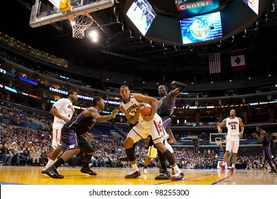 LOS ANGELES - MARCH 12: Arizona Wildcats F Derrick Williams #23 Covers Up And Holds On To A Rebound During The NCAA Pac-10 Tournament Basketball Championship Game On March 12 2011 At Staples Center In Los Angeles, CA.