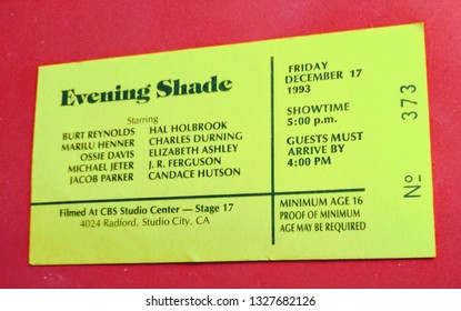 Los Angeles - March 3, 2019:  Audience ticket to TV taping of "Evening Shade", starring Burt Reynolds, on December 17, 1993.