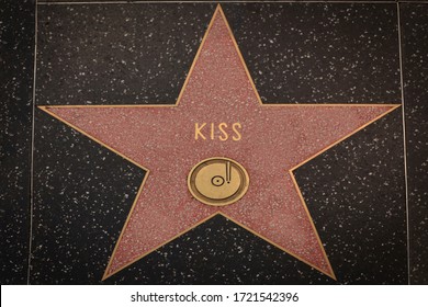 Los Angeles - March 8, 2020: 
Star For Rock Band Kiss On The Hollywood Walk Of Fame
