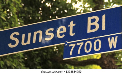 Los Angeles - May 1, 2019: Sunset Blvd. Street Sign