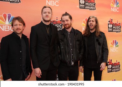 LOS ANGELES - MAY 1:  Ben McKee, Dan Reynolds, Daniel Platzman And Wayne Sermon, Imagine Dragons At The 1st IHeartRadio Music Awards At Shrine Auditorium On May 1, 2014 In Los Angeles, CA