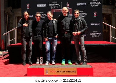 LOS ANGELES - MAY 11: Jeff Schroeder, Stephen Perkins, Jimmy Chamberlin, Billy Corgan, Perry Farrell At Smashing Pumpkins Hand Prints At The TCL Chinese Theatre IMAX On May 11, 2022 In LA, CA