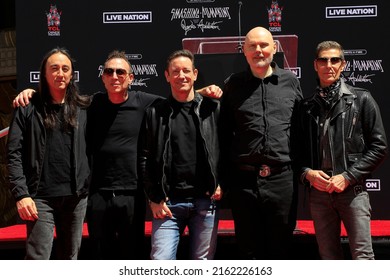 LOS ANGELES - MAY 11: Jeff Schroeder, Stephen Perkins, Jimmy Chamberlin, Billy Corgan, Perry Farrell At Smashing Pumpkins Hand Prints At The TCL Chinese Theatre IMAX On May 11, 2022 In LA, CA