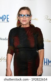 LOS ANGELES - MAY 14:  Carrie Fisher at the "Debbie Reynolds: The Auction Finale" VIP Reception at Debbie Reynolds Dance Studio on May 14, 2014 in North Hollywood, CA