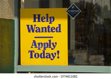 Los Angeles - May 15, 2021: 
Help Wanted Sign Isolated Day Exterior