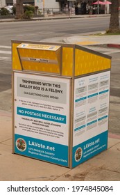 Los Angeles - May 15, 2021: 
Election Ballot Box Drop Off Kiosk Day Exterior