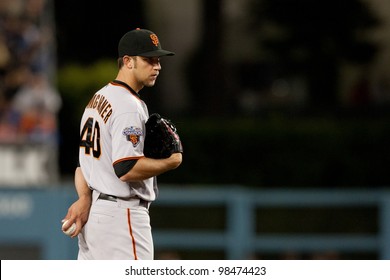 LOS ANGELES - MAY 19: San Francisco Giants P Madison Bumgarner #40 During The MLB Game On May 19 2011 At Dodger Stadium In Los Angeles.