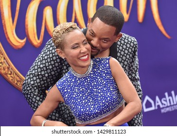 LOS ANGELES - MAY 21:  Jada Pinkett Smith and Will Smith arrives for the 'Aladdin' World Premiere on May 21, 2019 in Hollywood, CA