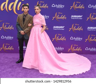 LOS ANGELES - MAY 21:  Naomi Scott And Mena Massoud Arrives For The 'Aladdin' World Premiere On May 21, 2019 In Hollywood, CA