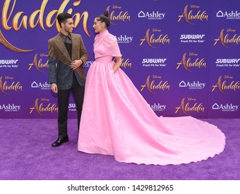 LOS ANGELES - MAY 21:  Naomi Scott And Mena Massoud Arrives For The 'Aladdin' World Premiere On May 21, 2019 In Hollywood, CA