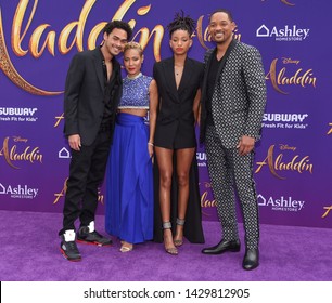 LOS ANGELES - MAY 21:  Trey Smith, Jada Pinkett Smith, Willow Smith and Will Smith arrives for the 'Aladdin' World Premiere on May 21, 2019 in Hollywood, CA