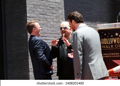 LOS ANGELES - MAY 22:  Marc Murphy, Guy Fieri, Scott Conant At The Guy Fieri Star Ceremony On The Hollywood Walk Of Fame On May 22, 2019 In Los Angeles, CA