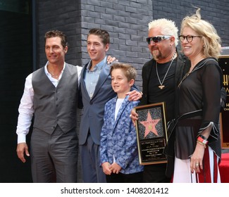 LOS ANGELES - MAY 22:  Matthew McConaughey, Hunter Fieri , Ryder Fieri, Chef Guy Fieri, Kathleen Finch  At The Guy Fieri Star Ceremony On The Hollywood Walk Of Fame On May 22, 2019 In Los Angeles, CA