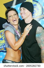 LOS ANGELES - MAY 23: Pink And Carey Hart Arrives For The 2003 MTV Movie Awards On May 23, 2003 In Hollywood, CA