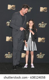 LOS ANGELES - MAY 7:  Hugh Jackman, Dafne Keen At The MTV Movie And Television Awards On The Shrine Auditorium On May 7, 2017 In Los Angeles, CA