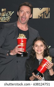 LOS ANGELES - MAY 7:  Hugh Jackman, Dafne Keen At The MTV Movie And Television Awards On The Shrine Auditorium On May 7, 2017 In Los Angeles, CA