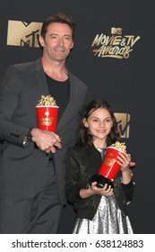 LOS ANGELES - MAY 7:  Hugh Jackman, Dafne Keen At The MTV Movie And Television Awards On The Shrine Auditorium On May 7, 2017 In Los Angeles, CA