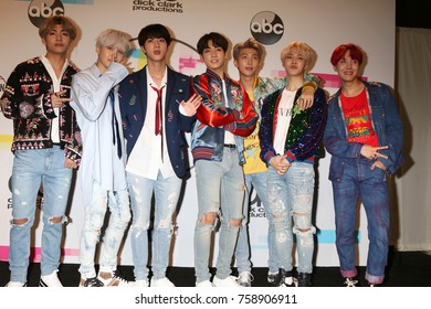 LOS ANGELES - NOV 19:  BTS, Jungkook, Jimin, V, Suga, Jin, J-Hope, Rap Monster at the American Music Awards 2017 at Microsoft Theater on November 19, 2017 in Los Angeles, CA