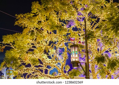 Los Angeles, NOV 19: Night View Of The Beautiful Christmas Lights Of The Grove On NOV 19, 2018 At Los Angeles