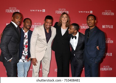 LOS ANGELES - NOV 9:  Mackie, Kelley, Laz Alonso, Kathryn Bigelow, Algee Smith, Tyler James Williams at the Patron of the Artists Awards 2017 at Wallis Annenberg Centeron November 9, 201