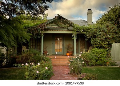 Los Angeles - November 8, 2020:
Craftsman Style Vine Covered Green, Home In Hollywood