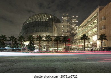 Los Angeles - October 23, 2021:
Sphere Building at the Motion Picture Academy Museum night exterior