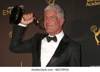 LOS ANGELES - SEP 11:  Anthony Bourdain at the 2016 Primetime Creative Emmy Awards - Day 2 - Arrivals at the Microsoft Theater on September 11, 2016 in Los Angeles, CA