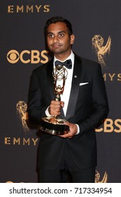 LOS ANGELES - SEP 17:  Aziz Ansari at the 69th Primetime Emmy Awards - Press Room at the JW Marriott Gold Ballroom on September 17, 2017 in Los Angeles, CA