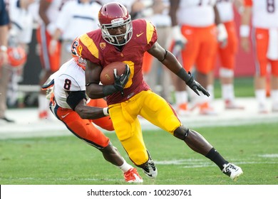 LOS ANGELES - SEP 17: USC Trojans WR Marqise Lee #9 & Syracuse Orange CB Keon Lyn #8 During NCAA Football Game Between The Syracuse Oranges & The USC Trojans On Sep 17 2011 At The Memorial Coliseum.