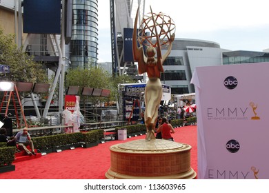 LOS ANGELES - SEP 22:  Emmy Statue During Preparations For The Emmy Awards  On September 22, 2012 In Los Angeles, CA