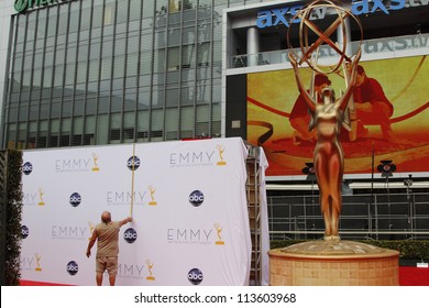 LOS ANGELES - SEP 22:  Emmy Statue During Preparations For The Emmy Awards  On September 22, 2012 In Los Angeles, CA