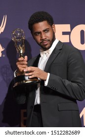 LOS ANGELES - SEP 22:  Jharrel Jerome at the Emmy Awards 2019: PRESS ROOM at the Microsoft Theater on September 22, 2019 in Los Angeles, CA