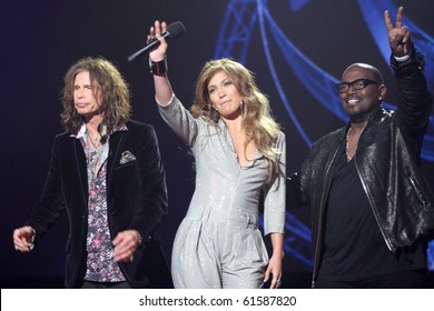 LOS ANGELES - SEP 22:  Stephen Tyler, Jennifer Lopez, Randy Jackson At The American Idol Season 10 Judges Announcement At Forum On September 22, 2010 In Ingelwood, CA