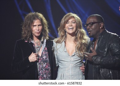 LOS ANGELES - SEP 22:  Stephen Tyler, Jennifer Lopez, Randy Jackson At The American Idol Season 10 Judges Announcement At Forum On September 22, 2010 In Ingelwood, CA