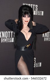 LOS ANGELES - SEP 30:  Elvira, Aka Cassandra Peterson At The 2016 Knott's Scary Farm At Knott's Berry Farm On September 30, 2016 In Buena Park, CA