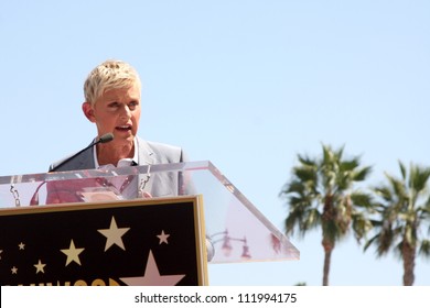 LOS ANGELES - SEP 4:  Ellen DeGeneres at the Hollywood Walk of Fame Ceremony for Ellen Degeneres at W Hollywood on September 4, 2012 in Los Angeles, CA