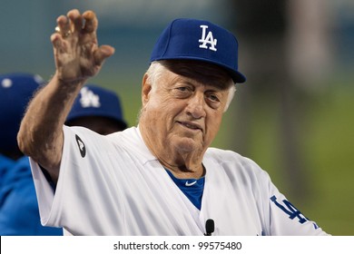 LOS ANGELES - SEPT 22: Former Los Angeles Dodgers manager Tommy Lasorda during the Major League Baseball game on Sept 22, 2011 at Dodger Stadium in Los Angeles, CA