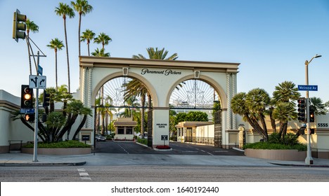 Los Angeles - September 5, 2019: The Main Gate To Paramount Pictures From Melrose Avenue