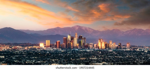 Los Angeles Skyline beautiful sunset - Shutterstock ID 1907214445