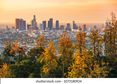 Los Angeles skyline at sunrise