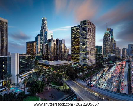 Los Angeles skyline sunset view