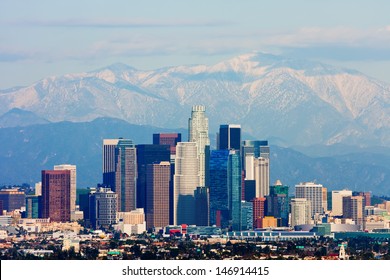 Los Angeles with snowy mountains in the background
