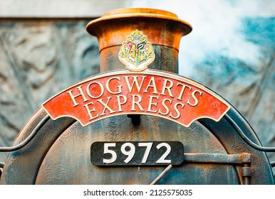 Los Angeles, United States of America - October 17, 2016: hogwarts express train from Harry Potter books and movies in theme park Universal Studios.