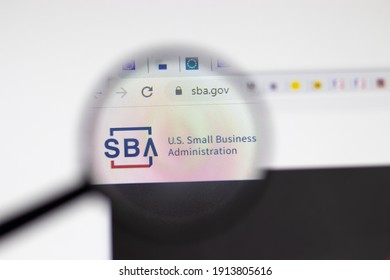 Los Angeles, USA - 1 February 2021: US Small Business Administration SBA Website Page. Sba.gov Logo On Display Screen, Illustrative Editorial