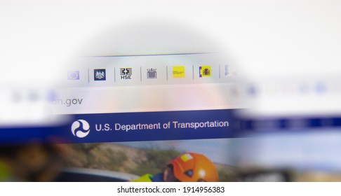 Los Angeles, USA - 1 February 2021: US Department Of Transportation Website Page. Transportation.gov Logo On Display Screen, Illustrative Editorial