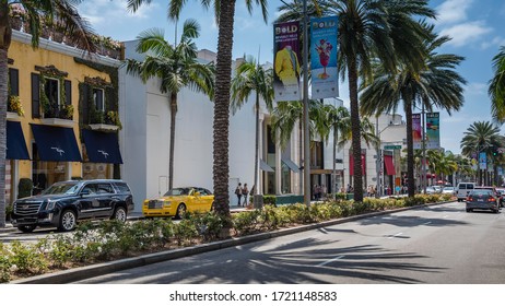 Los Angeles, USA; 16 June 2018: Luxury And Fashion Shops In Rodeo Drive
