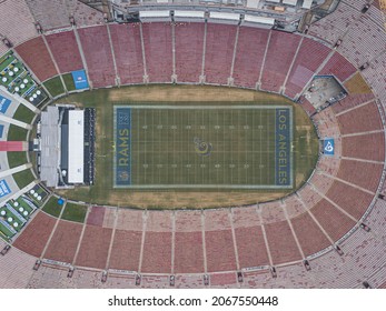 Los Angeles, USA - 18 November 2018: An Aerial Shot Of Los Angeles  Memorial Coliseum 