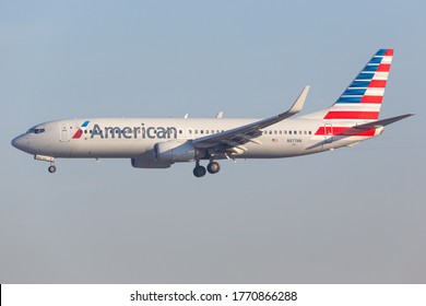 Los Angeles, USA - 22. February 2016: American Airlines Boeing 737-800 at Los Angeles airport (LAX) in the USA. Boeing is an aircraft manufacturer based in Seattle, Washington.