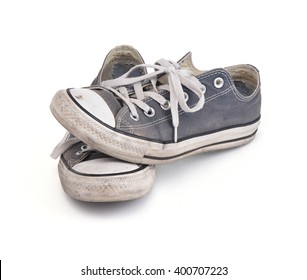 LOS ANGELES , USA - APRIL 4, 2016 Old Dirty Converse Sneakers Isolated On White Background